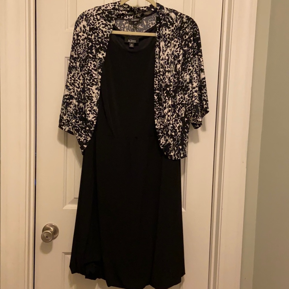 Black Dress with animal print shrug set size18W